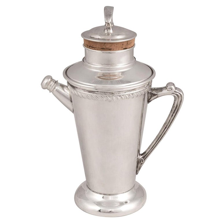 20th Century American Silver Plated "Recipe" Cocktail Shaker, circa 1930 For Sale