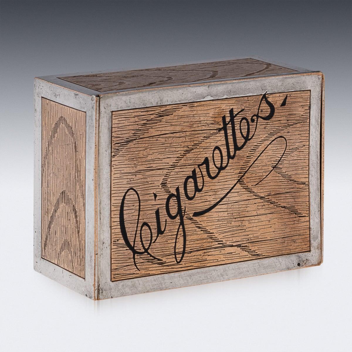 Amerikanische versilberte Trompe-I'oeil-Zigarettenschachtel des 20. Jahrhunderts, Tiffany & Co., um 1910 im Angebot 1