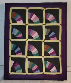 20Thc Amish Mounted Fan Doll Quilt