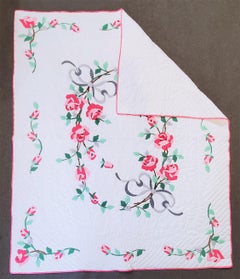 20thc Applique Roses Quilt