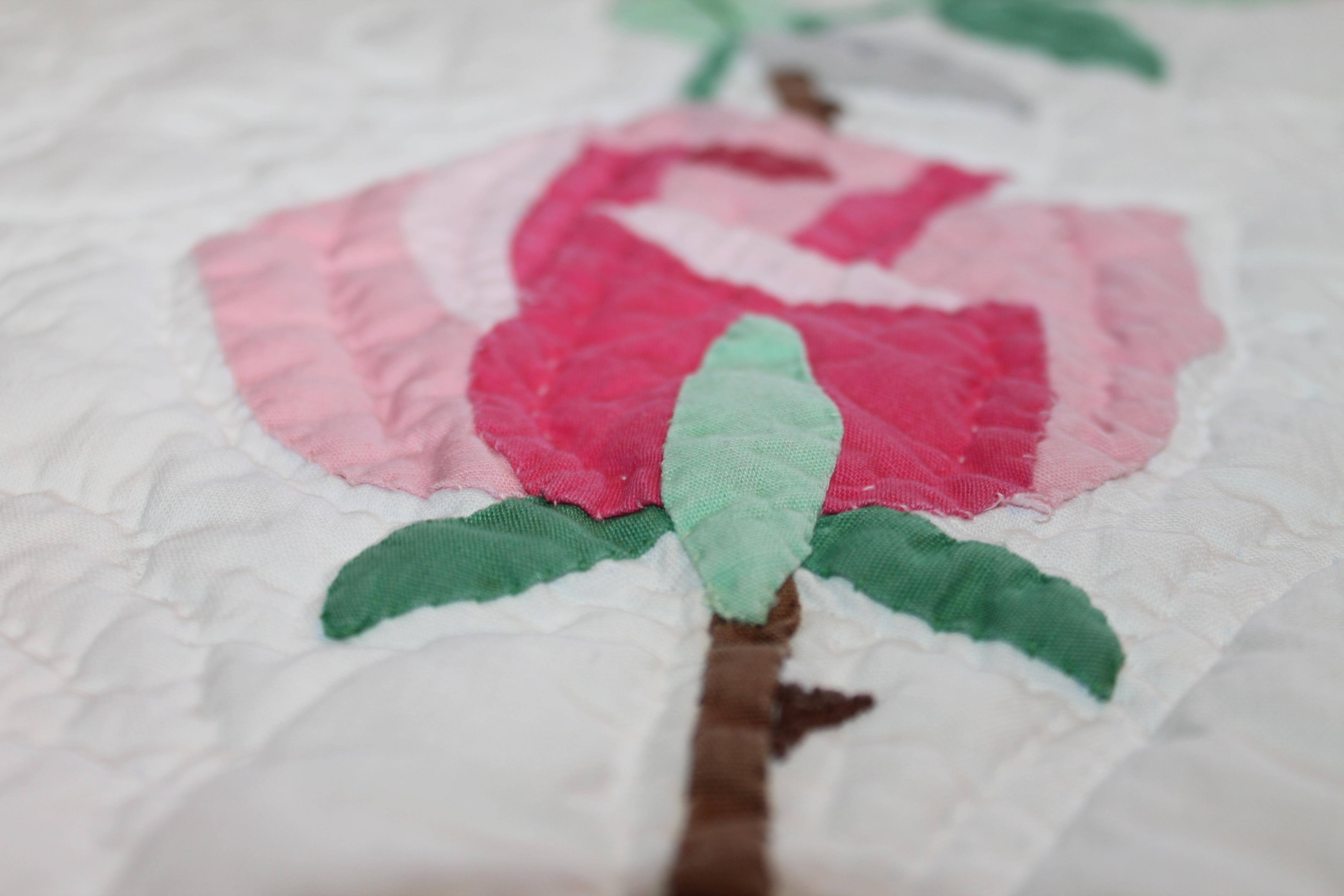 20Thc Applique Roses Quilt In Good Condition In Los Angeles, CA