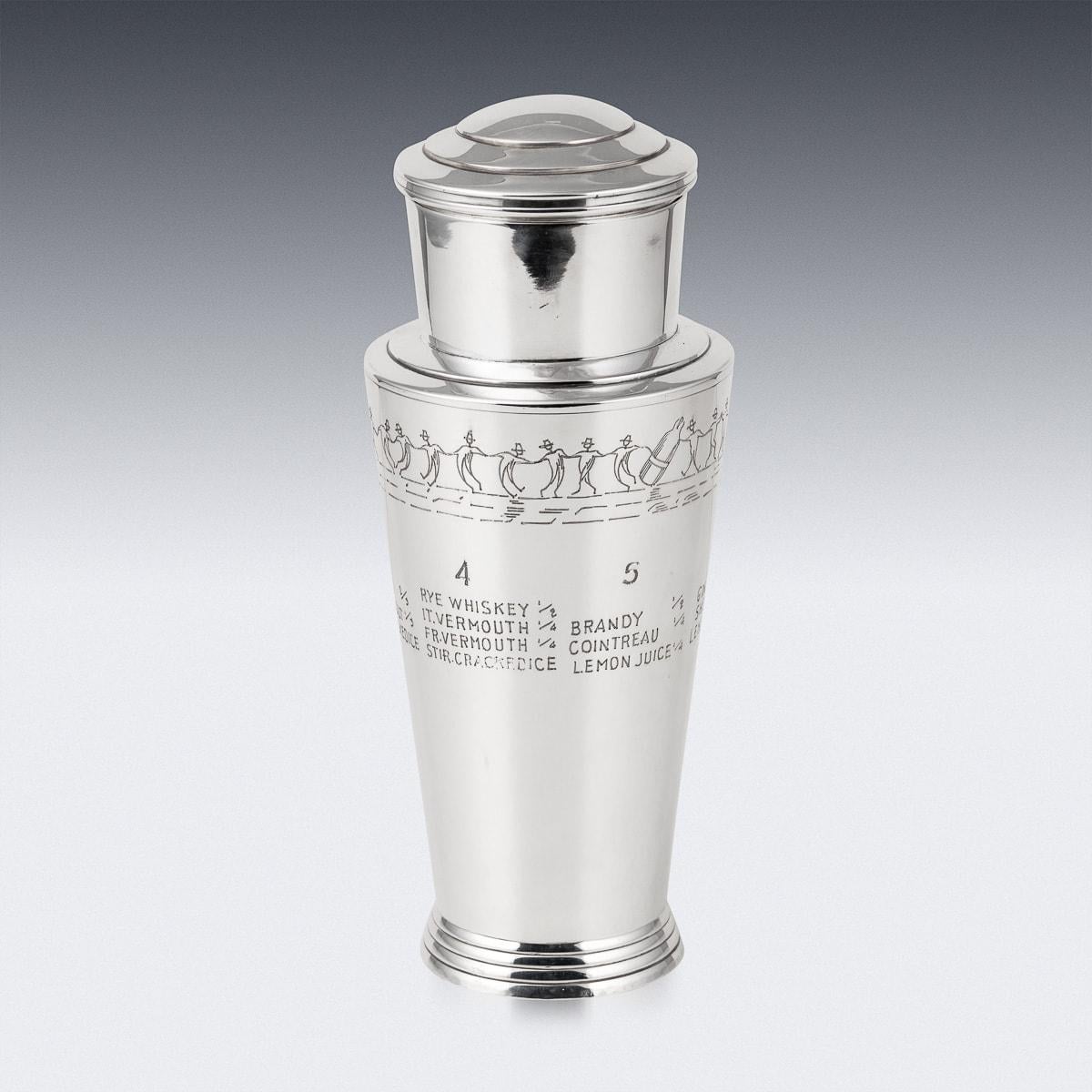 British 20thC Art Deco Silver Plated Cocktail Shaker, Keith Murray For Mappin & Webb For Sale