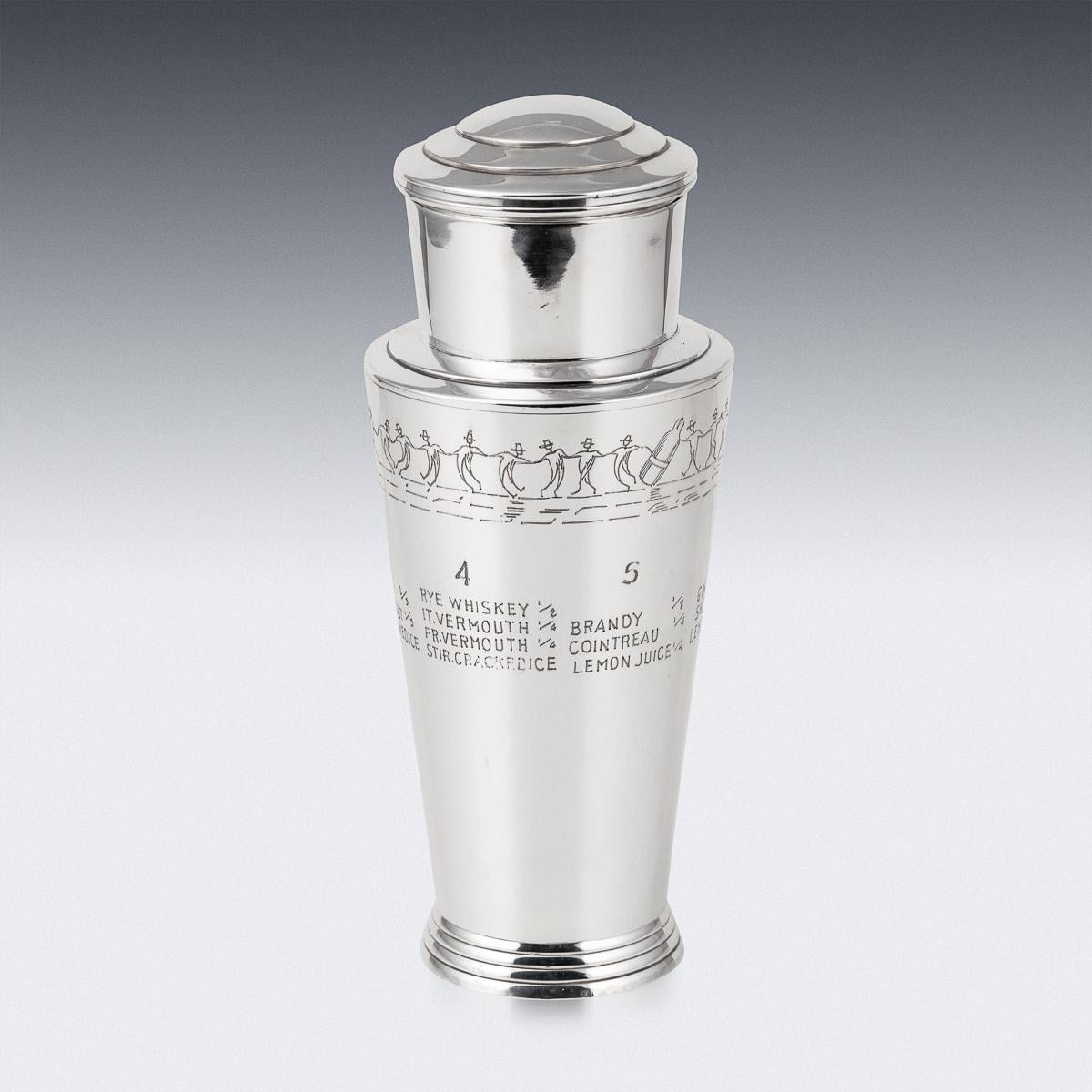 British 20thC Art Deco Silver Plated Cocktail Shaker, Keith Murray For Mappin & Webb