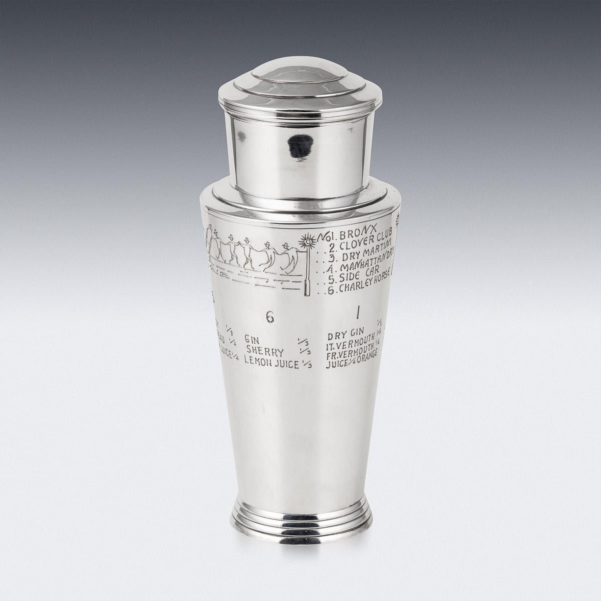 20thC Art Deco Silver Plated Cocktail Shaker, Keith Murray For Mappin & Webb In Good Condition For Sale In Royal Tunbridge Wells, Kent
