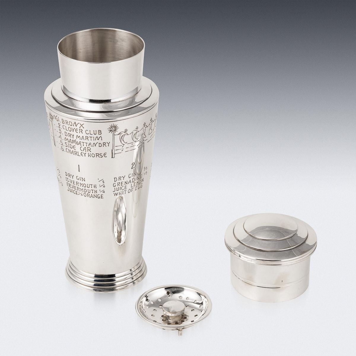 Mid-20th Century 20thC Art Deco Silver Plated Cocktail Shaker, Keith Murray For Mappin & Webb For Sale