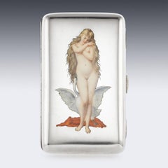 20th Century Austrian Solid Silver and Enamel Cigarette Case, Vienna, circa 1910