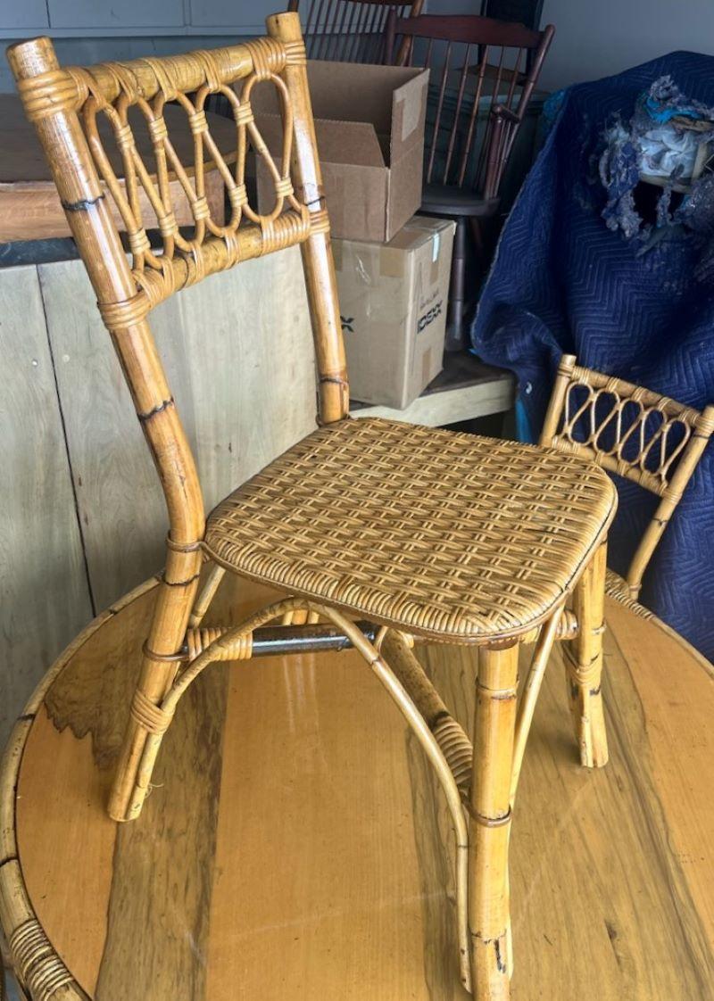 20th Century Bamboo Table & Chairs In Good Condition For Sale In Los Angeles, CA