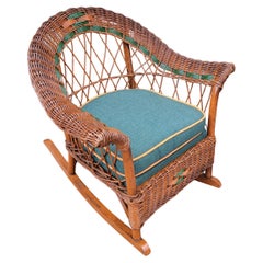 20Chaise à bascule en osier pour Child & Child Harbor avec coussins