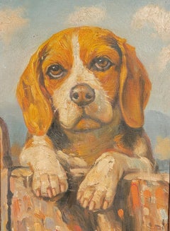 20Thc Beagle Oil Painting From England