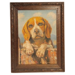 20Thc Beagle Oil Painting From England