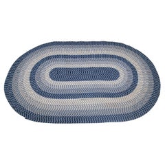 20thc Blue & Grey Room Size Braided Rug