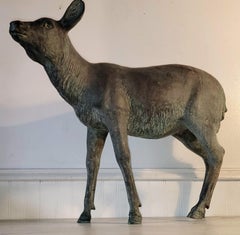20Thc Bronze Deer Statue W/ Amazing Patina
