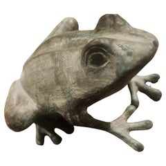 20thC Bronze Frog Fountain with Verdigras Patina