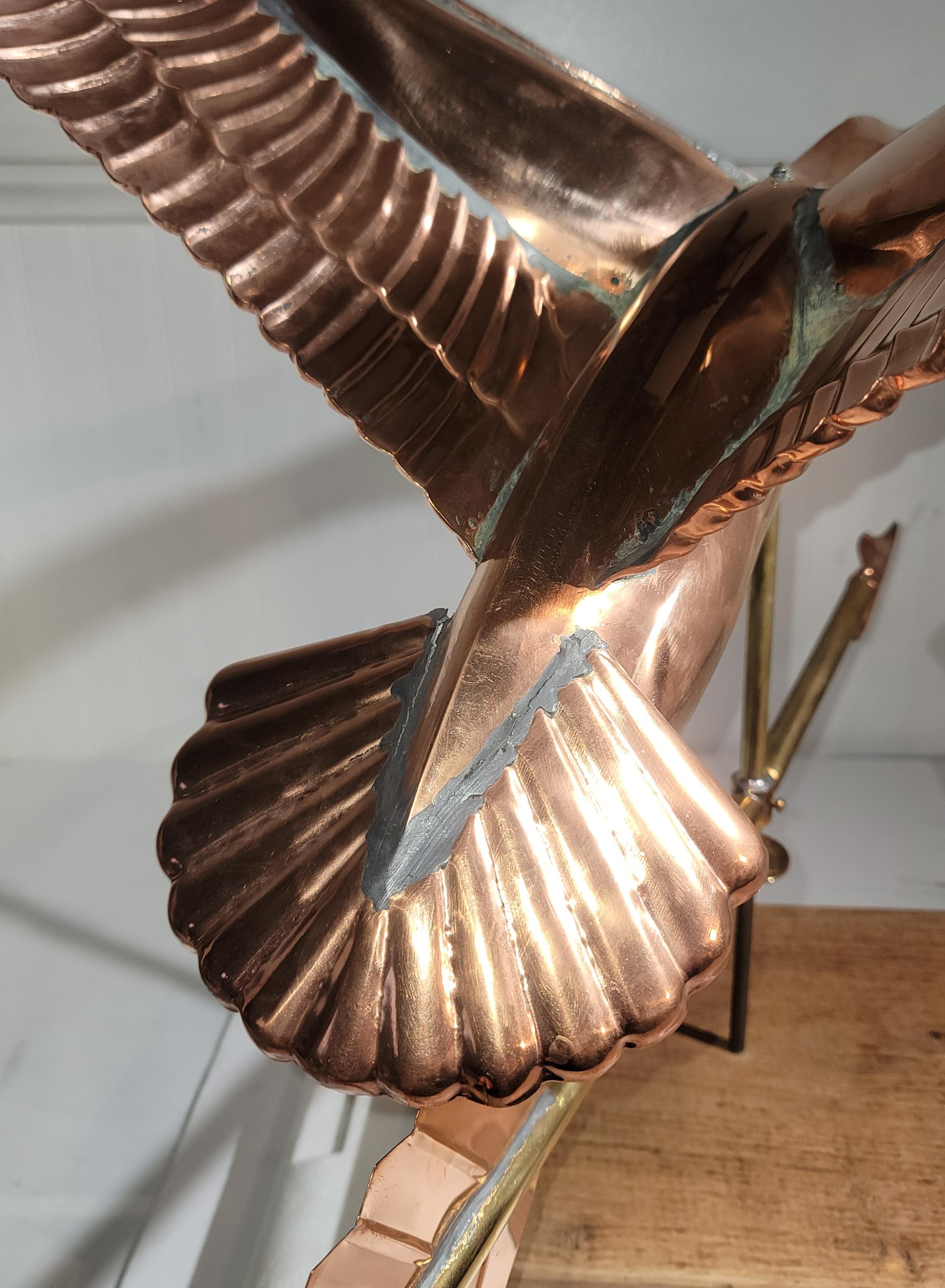 Mid-20th Century 20Thc Canadian Goose Copper  Weather Vane on Mount For Sale