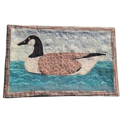 20thc Canadian Goose Mounted Hooked Rug