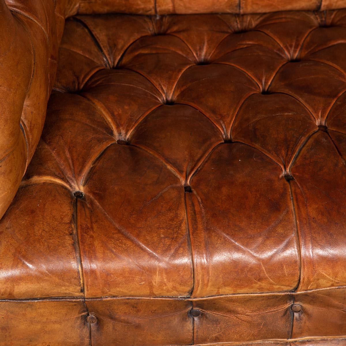 20th Century Chesterfield Three-Seat Leather Sofa with Button Down Seats 6