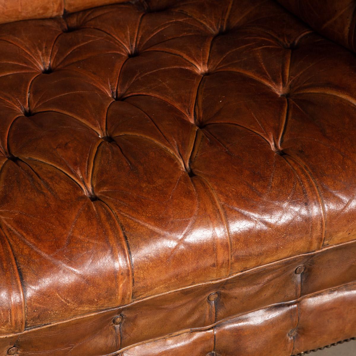 20th Century Chesterfield Three-Seat Leather Sofa with Button Down Seats 10