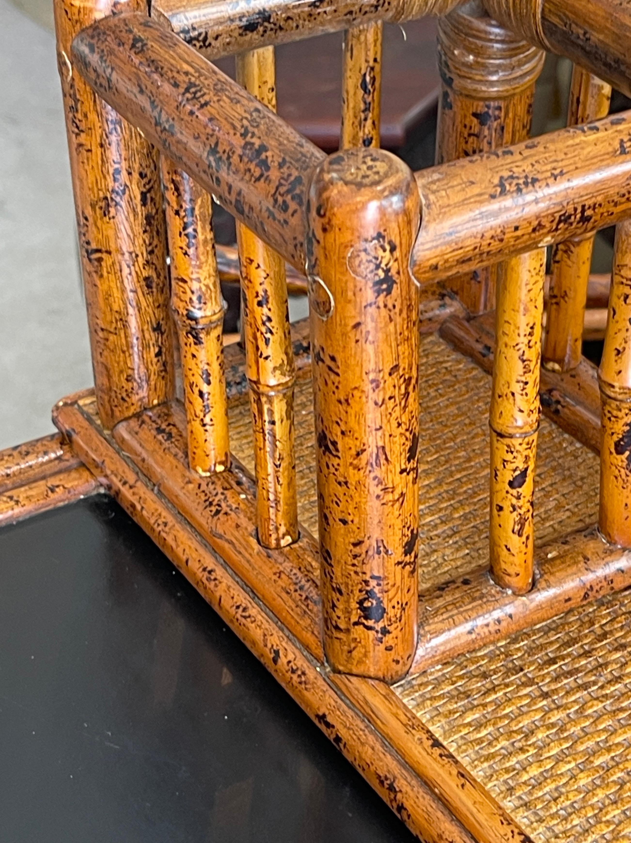 20Th.C. Chinoiserie Bamboo, Rattan  & Black  Lacquer Writing  Desk 4