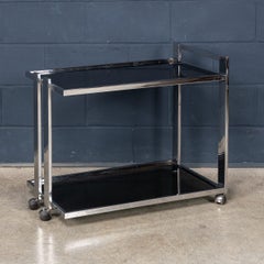 Carrito de bebidas de cromo y cristal ahumado del siglo XX atribuido a Romeo Rega C.1970