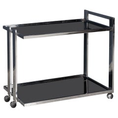 20thC Chrome 
Smoked Glass Drinks Trolley Attributed To Romeo Rega C.1970