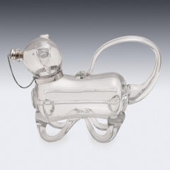 20th Century Edwardian Silver & Glass Novelty Dog Decanter, Elkington circa 1905