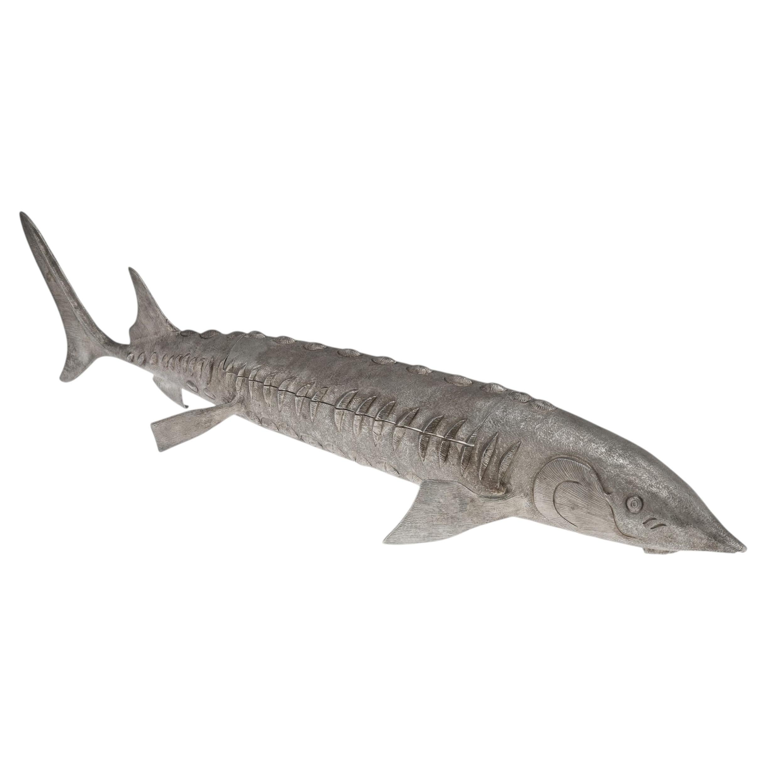 20thC Elizabeth Ii Solid Silver Sturgeon-Form Caviar Server, Asprey & Co c.1965