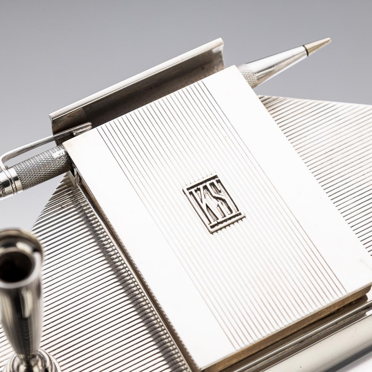 20. Jahrhundert Englisches Art Deco Schreibtischset aus massivem Silber und Druckbleistift, London um 1936 im Angebot 6