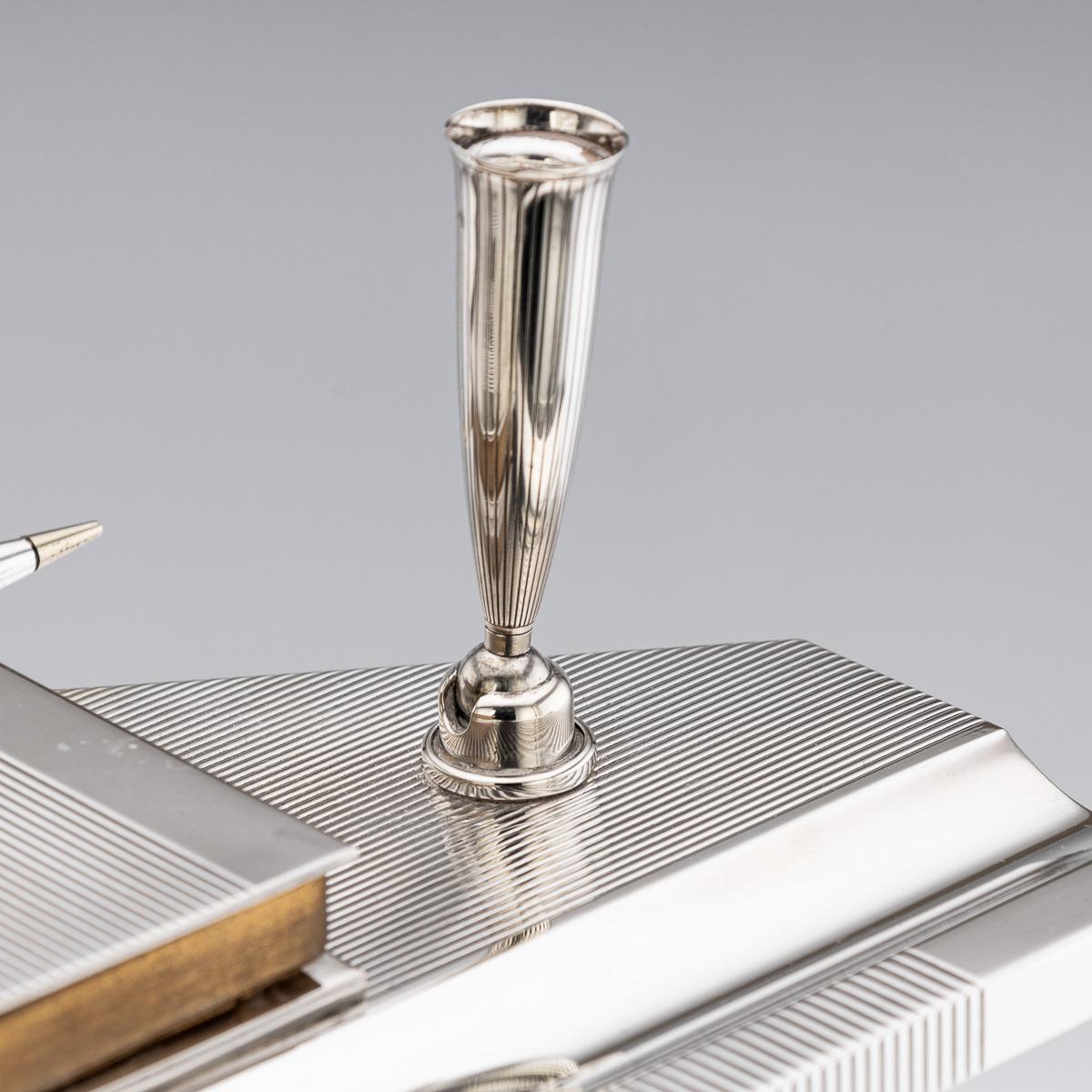 20. Jahrhundert Englisches Art Deco Schreibtischset aus massivem Silber und Druckbleistift, London um 1936 im Angebot 7