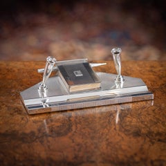 20thC English Art Deco Solid Silver Desk Set & Mechanical Pencil, London c.1936