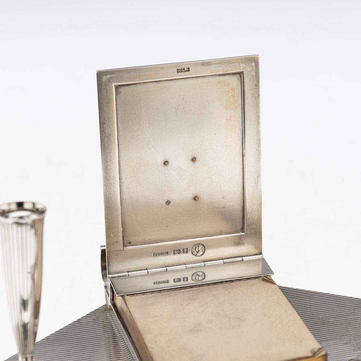 20. Jahrhundert Englisches Art Deco Schreibtischset aus massivem Silber und Druckbleistift, London um 1936 im Angebot 1