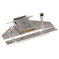 20thC English Art Deco Solid Silver Desk Set & Mechanical Pencil, London c.1936