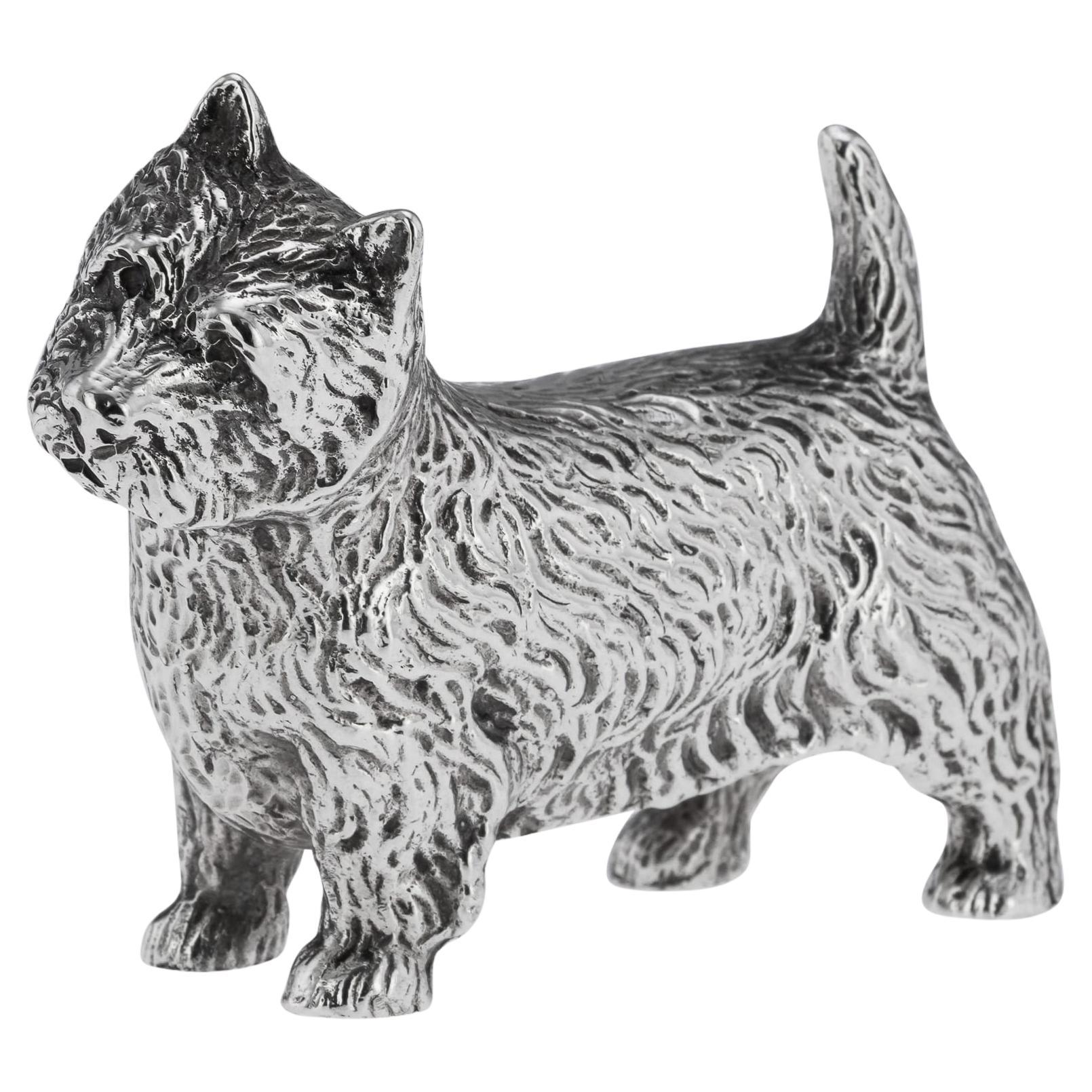 20. Jahrhundert Englisch Neuheit massivem Silber West Highland Terrier Schreibtisch Gewicht c.1972