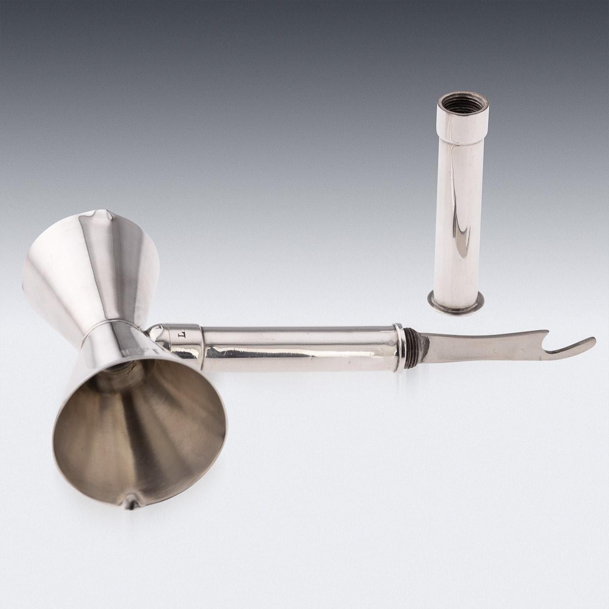 20th Century 20thC English Silver Plated Drinks Measure, Corkscrew & Bottle Opener By Dunhill