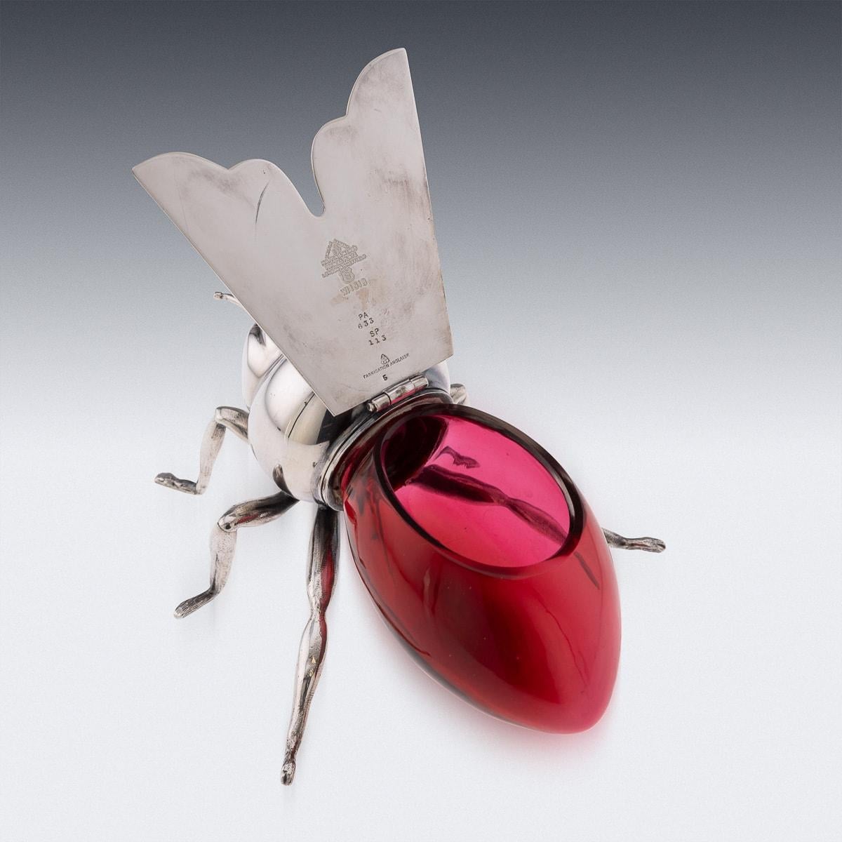 20thC English Silver Plated Novelty Wasp Condiment Bowl & Spoon, Mappin & Webb For Sale 4