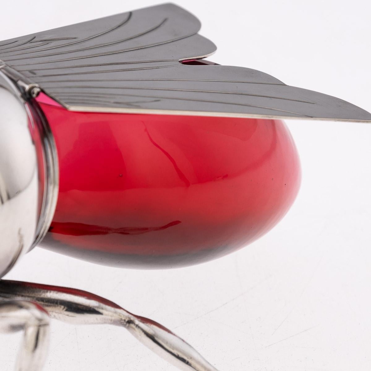 20thC English Silver Plated Novelty Wasp Condiment Bowl & Spoon, Mappin & Webb For Sale 8