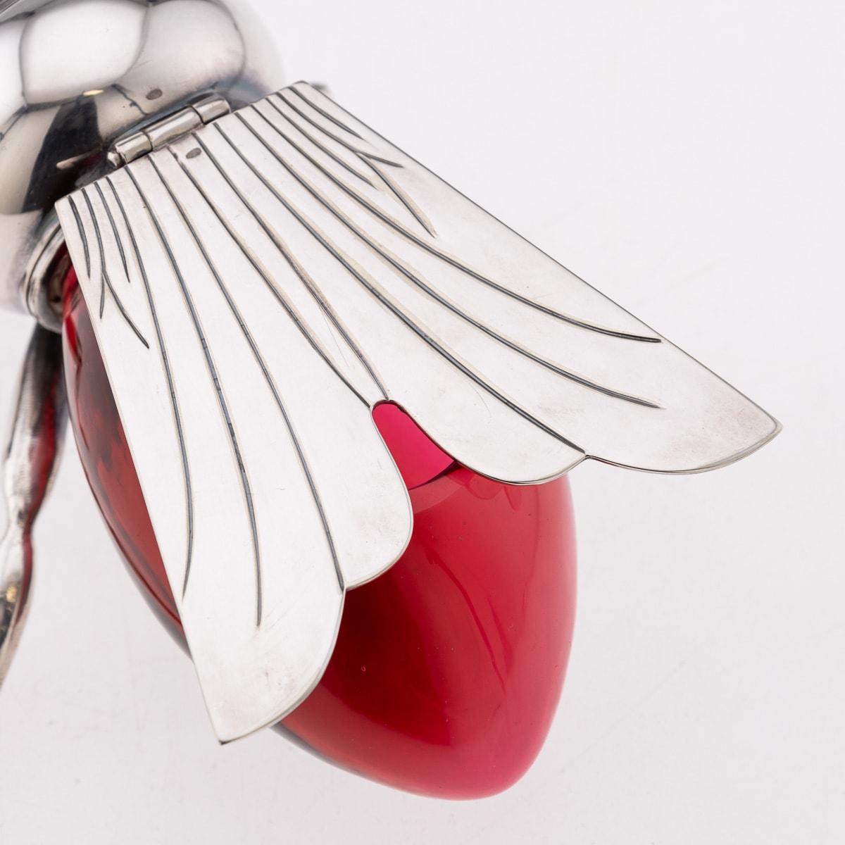20thC English Silver Plated Novelty Wasp Condiment Bowl & Spoon, Mappin & Webb For Sale 9
