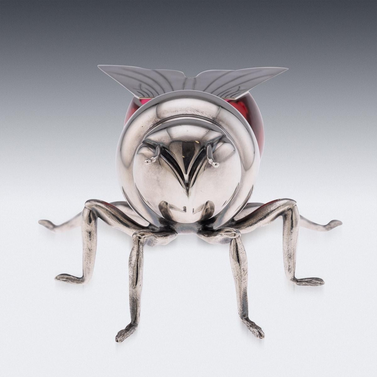 20thC English Silver Plated Novelty Wasp Condiment Bowl & Spoon, Mappin & Webb For Sale 2