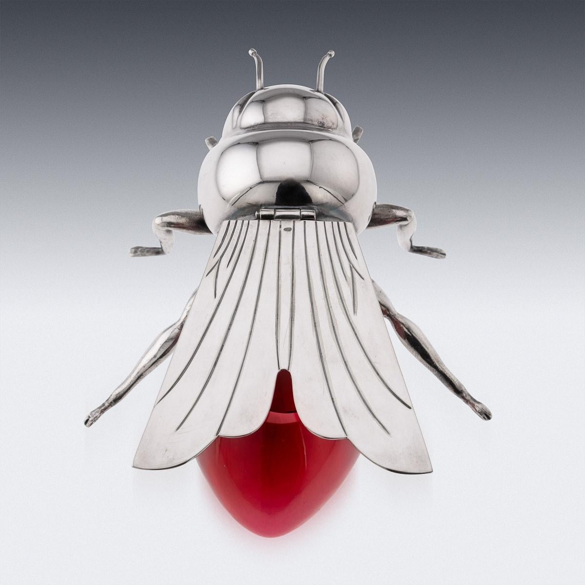 20thC English Silver Plated Novelty Wasp Condiment Bowl & Spoon, Mappin & Webb For Sale 3