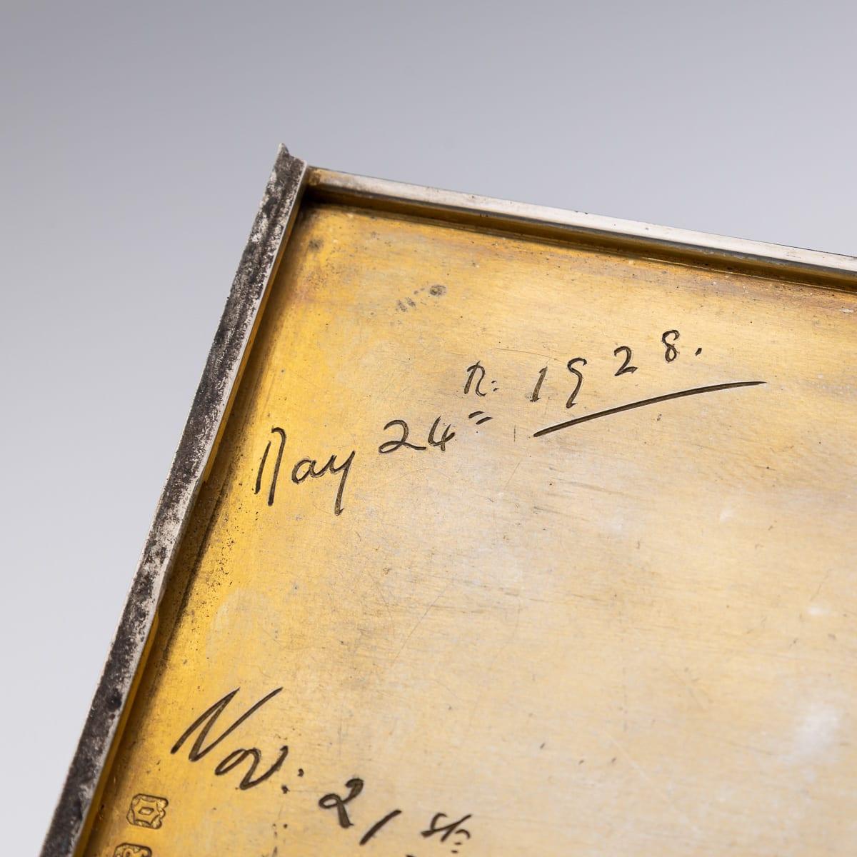 20thC English Solid Silver & 9K Gold Cigar Case By Cartier Of New Bond St c.1929 For Sale 5