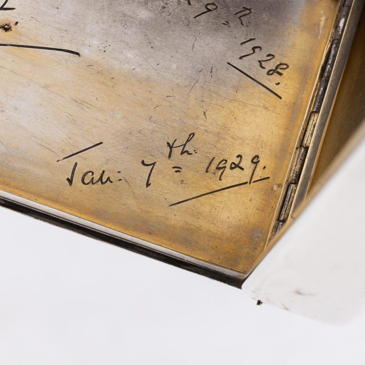 20thC English Solid Silver & 9K Gold Cigar Case By Cartier Of New Bond St c.1929 For Sale 8