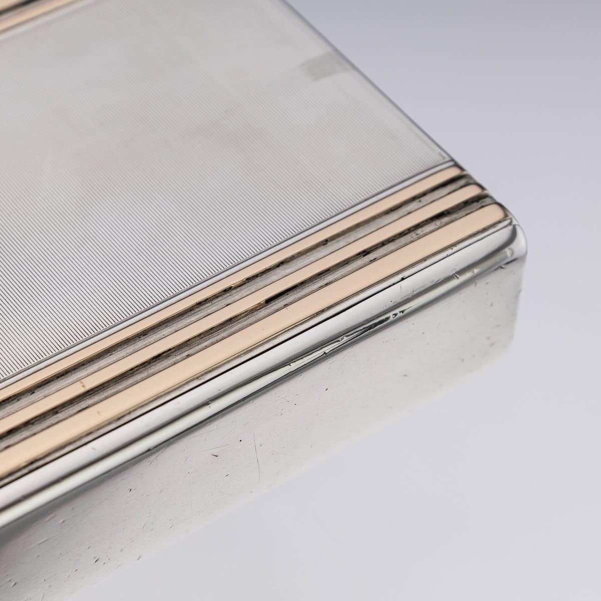 20thC English Solid Silver & 9K Gold Cigar Case By Cartier Of New Bond St c.1929 For Sale 10