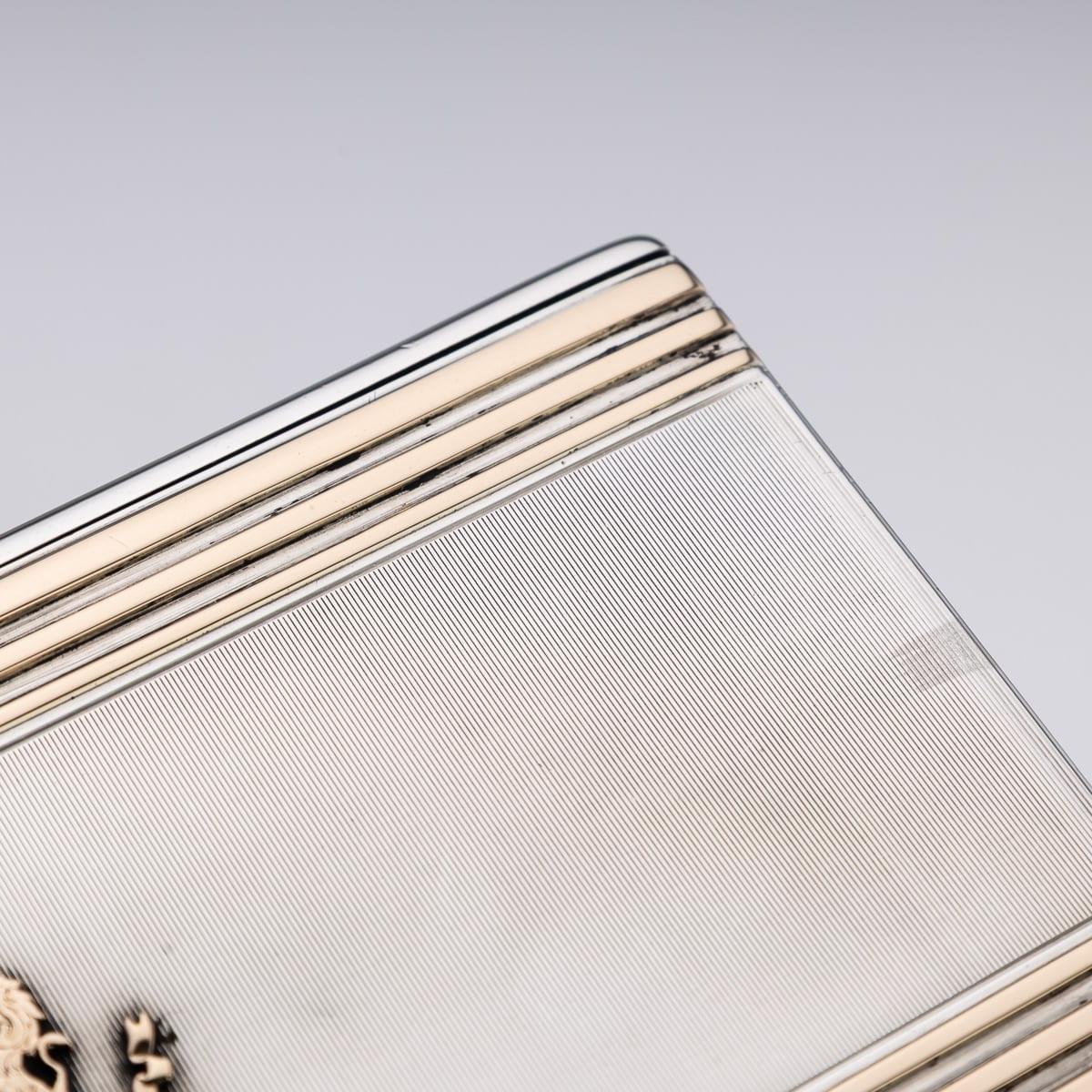 20thC English Solid Silver & 9K Gold Cigar Case By Cartier Of New Bond St c.1929 For Sale 11