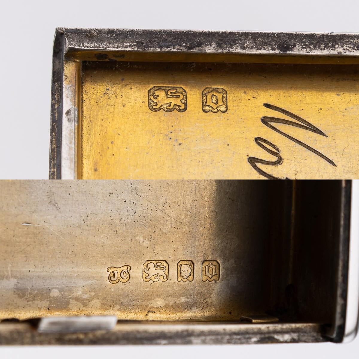 20thC English Solid Silver & 9K Gold Cigar Case By Cartier Of New Bond St c.1929 For Sale 14