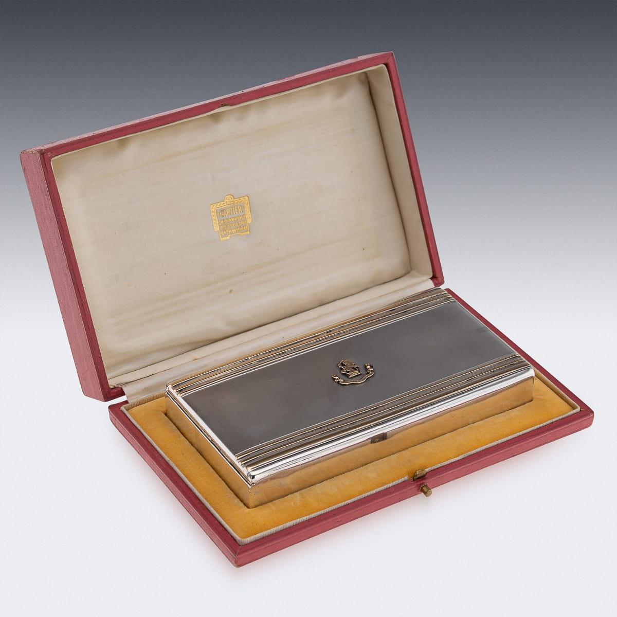 Other 20thC English Solid Silver & 9K Gold Cigar Case By Cartier Of New Bond St c.1929 For Sale