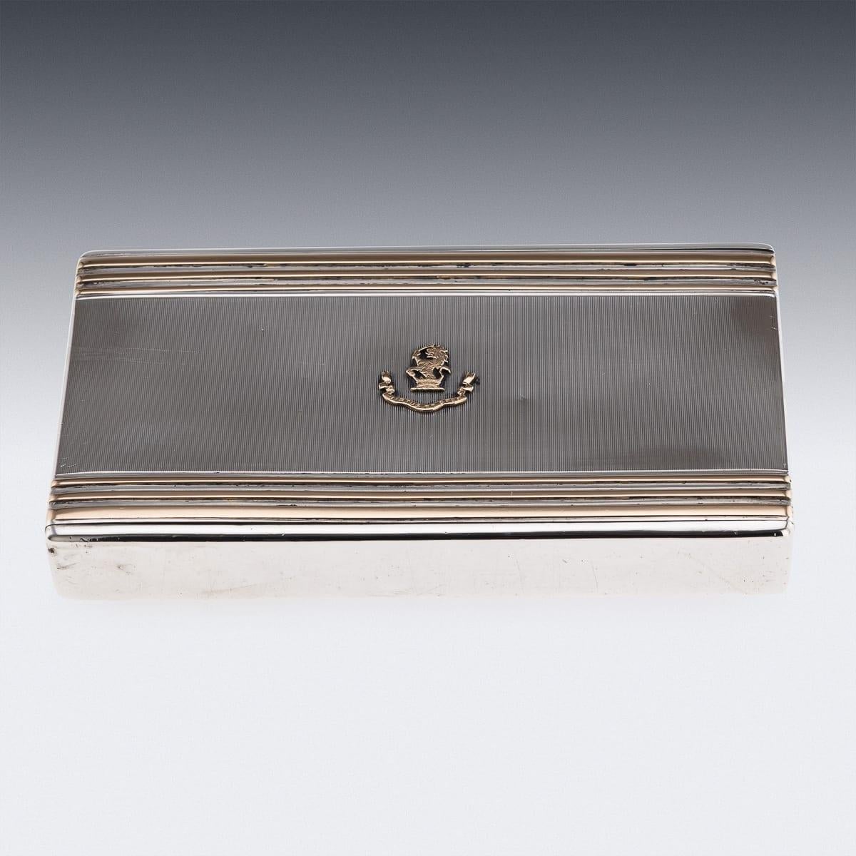 British 20thC English Solid Silver & 9K Gold Cigar Case By Cartier Of New Bond St c.1929 For Sale