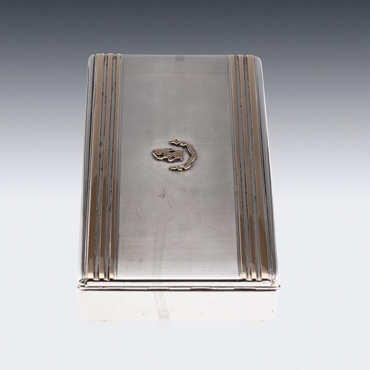 20thC English Solid Silver & 9K Gold Cigar Case By Cartier Of New Bond St c.1929 For Sale 1