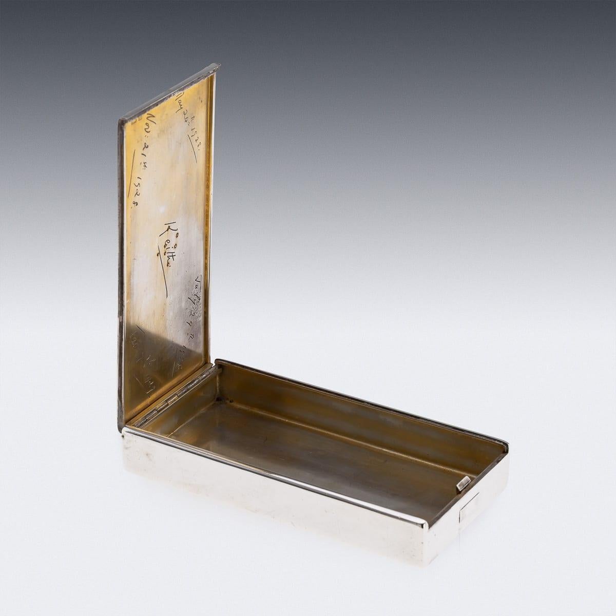 20thC English Solid Silver & 9K Gold Cigar Case By Cartier Of New Bond St c.1929 For Sale 2