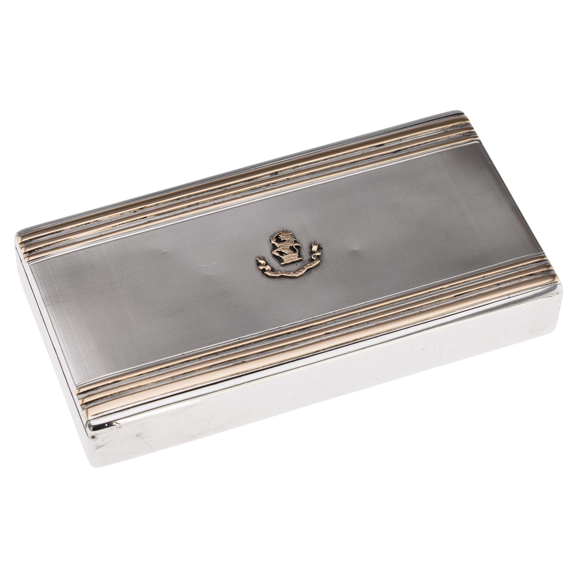20thC English Solid Silver & 9K Gold Cigar Case By Cartier Of New Bond St c.1929 For Sale