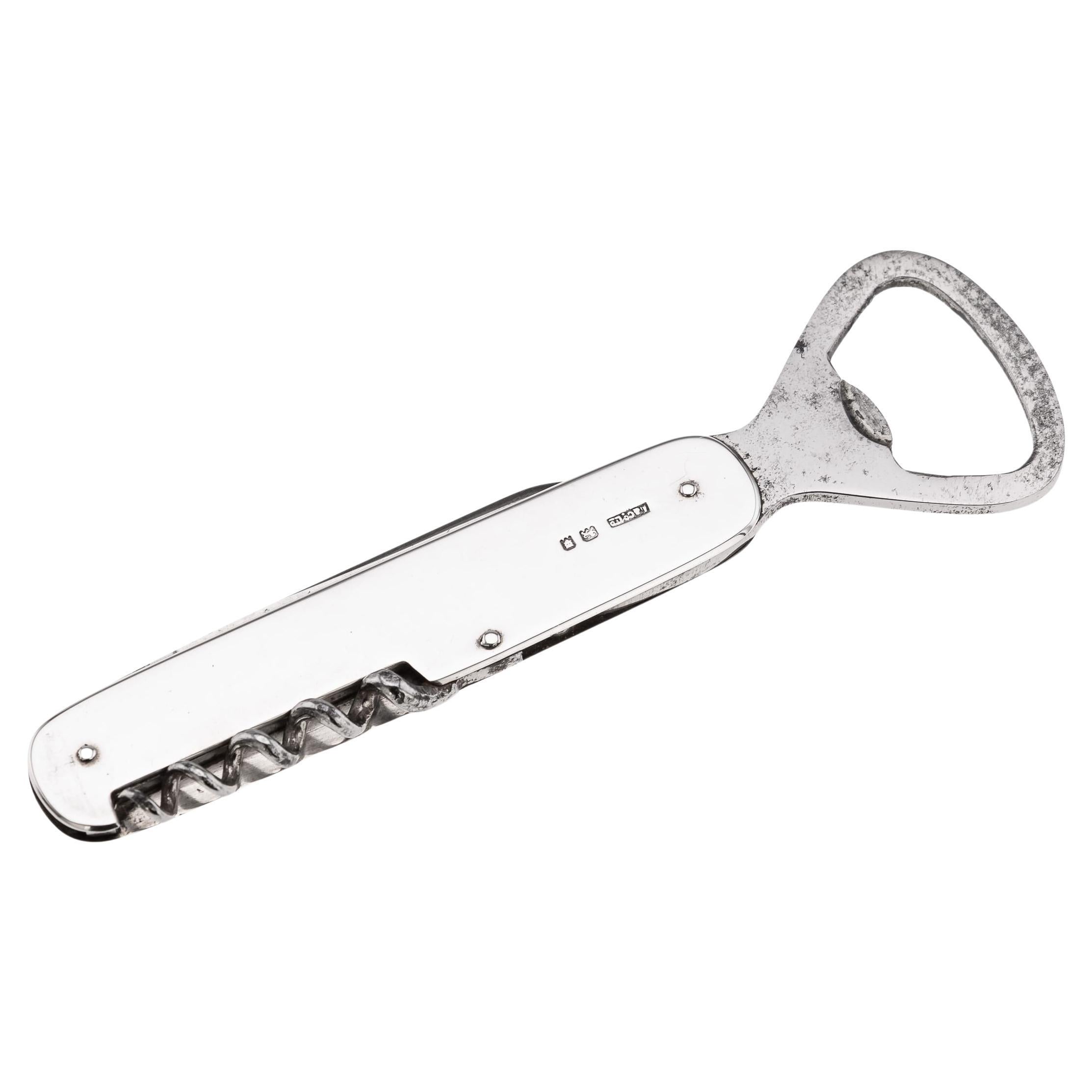 20thC English Solid Silver "Barmans Friend" Combination Tool By Asprey c.1930 For Sale