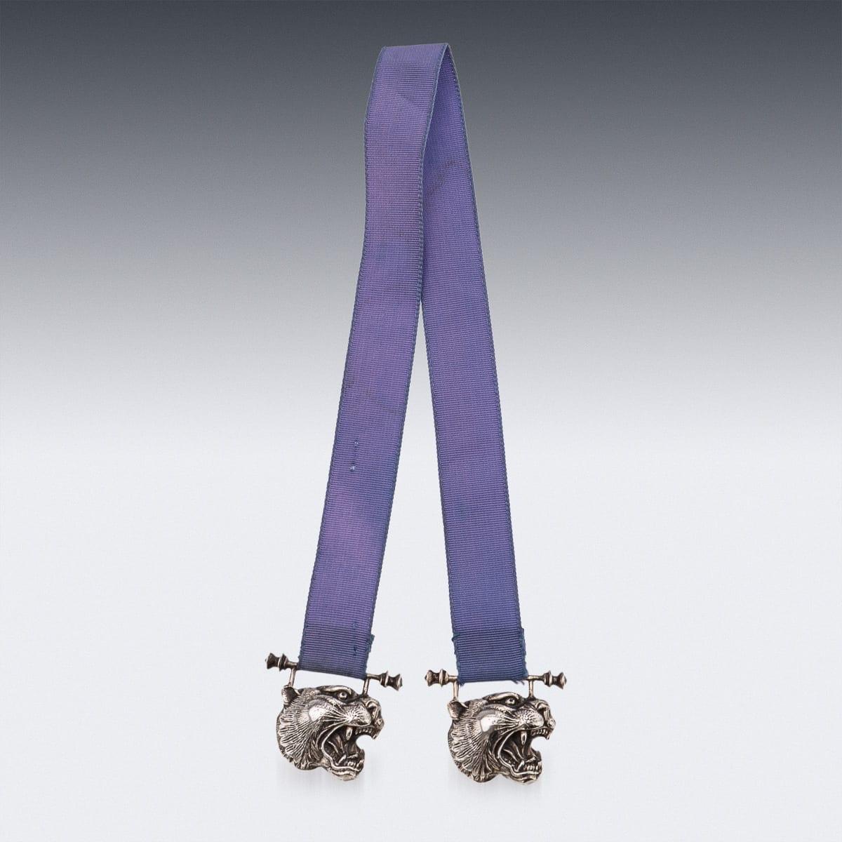 Other 20thC English Solid Silver & Blue Silk 'Japanese Tiger' Bookmark By Kate Shea For Sale